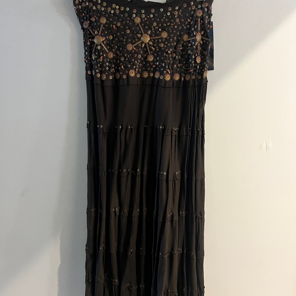 Gorgeous Brown maxi skirt with embellishments. Hand beaded. Beautiful fabric.
